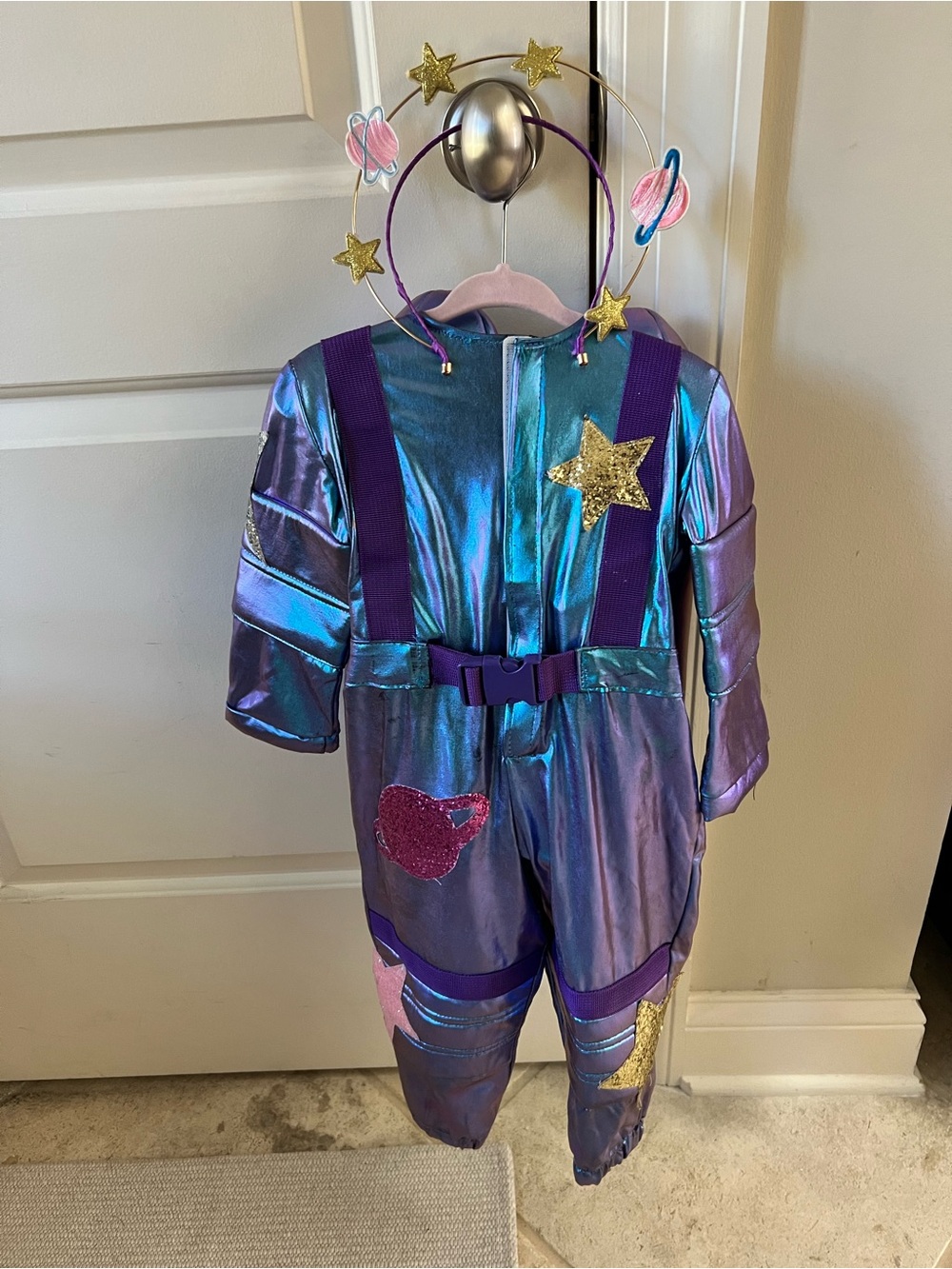 Pottery Barn Kids Iridescent Purple and Blue Space Costume with Gold Stars 2T